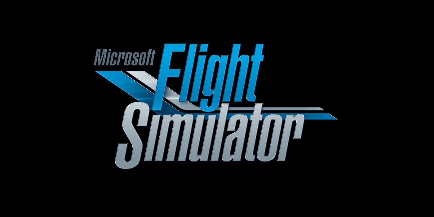 Logo of the Microsoft Flight Simulator. Black Background with the text on it.